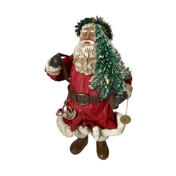 Vtg Clothtique Santa Claus Figure Bottle Brush Tree Gifts Possible Dream 1990